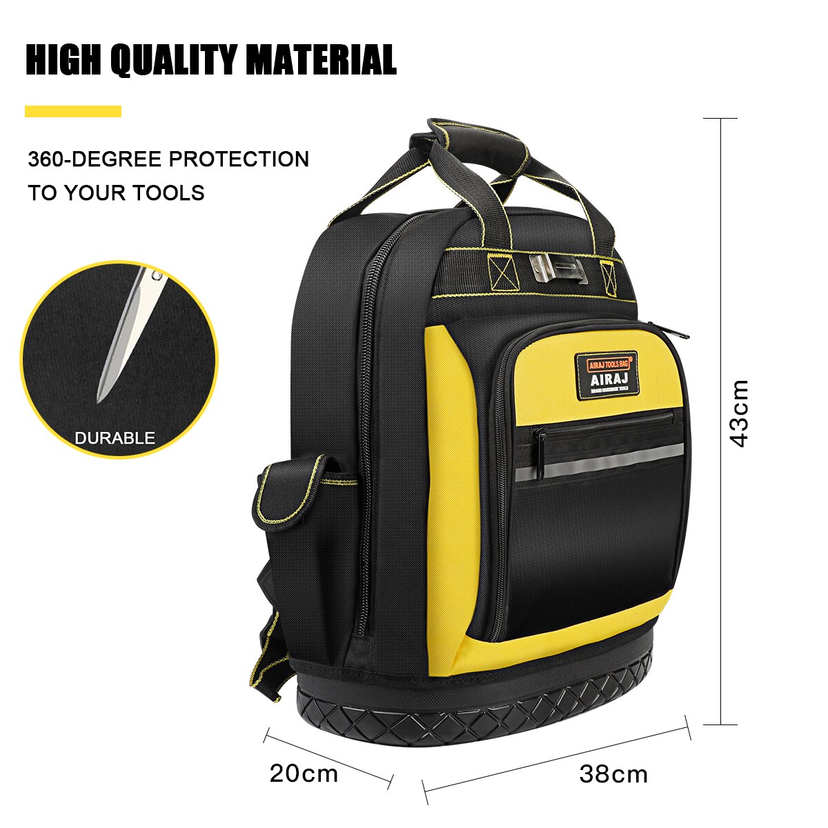 AIRAJ Waterproof Tool Backpack Tool Bag Rubber Base Heavy Duty Tool Organizer Electrician Plumber Maintenance Worker Tool Bags Pizazzazz. 