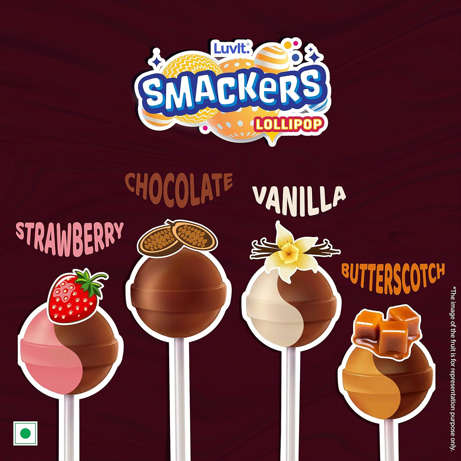 LuvIt. Smackers Chocolate and Fruit Flavoured Lollipops | Combo Pack - 48 Lollipops | Pack of 6-96g Each (FROM INDIA) SAB. 