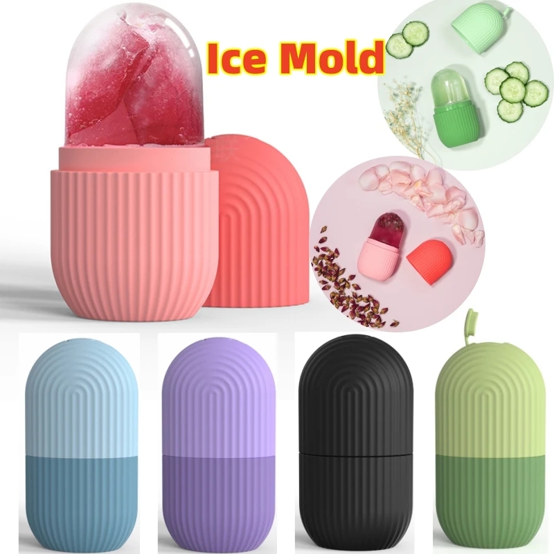 Ice Roller for Face and Eye Reusable Ice Face Roller Ice Cube Mold Puffiness Relief Tighten Skin Silicone Ice Cube Massager for Brightening Skin Anti- wrinkles Reducing Acne Skin Scrubber With Ice Roller For Face,3 IN 1 Ice Roller for Face Massager, Face. 
