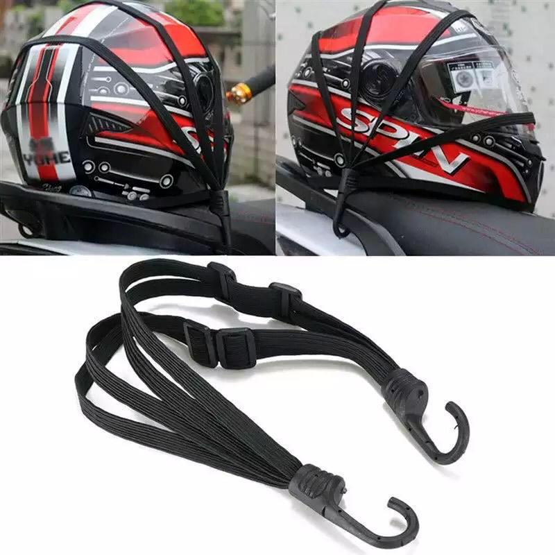 Motorcycle Helmet Holder Luggage Bag Mesh Straps Elastic Rope Black Colour