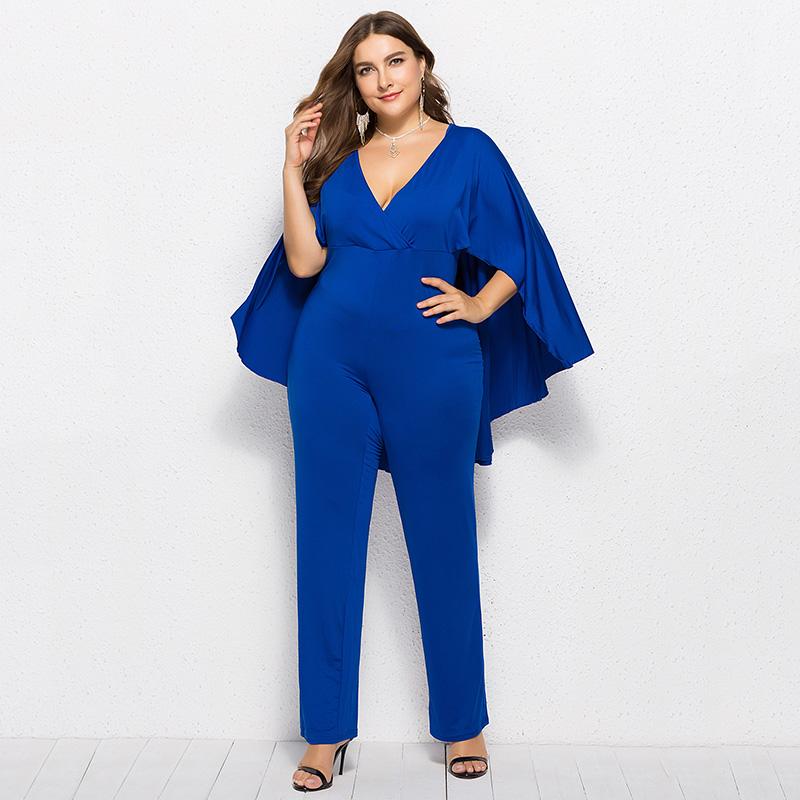 royal blue jumpsuit with cape