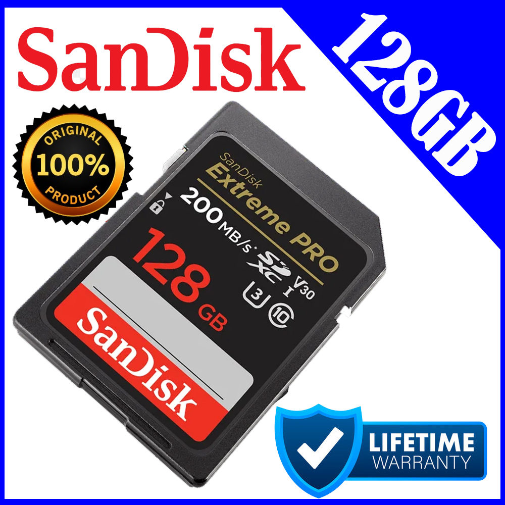 SanDisk Extreme Pro 64GB ,128GB SD Card C10, U3, V30, 4K 200Mb/s International Version. 