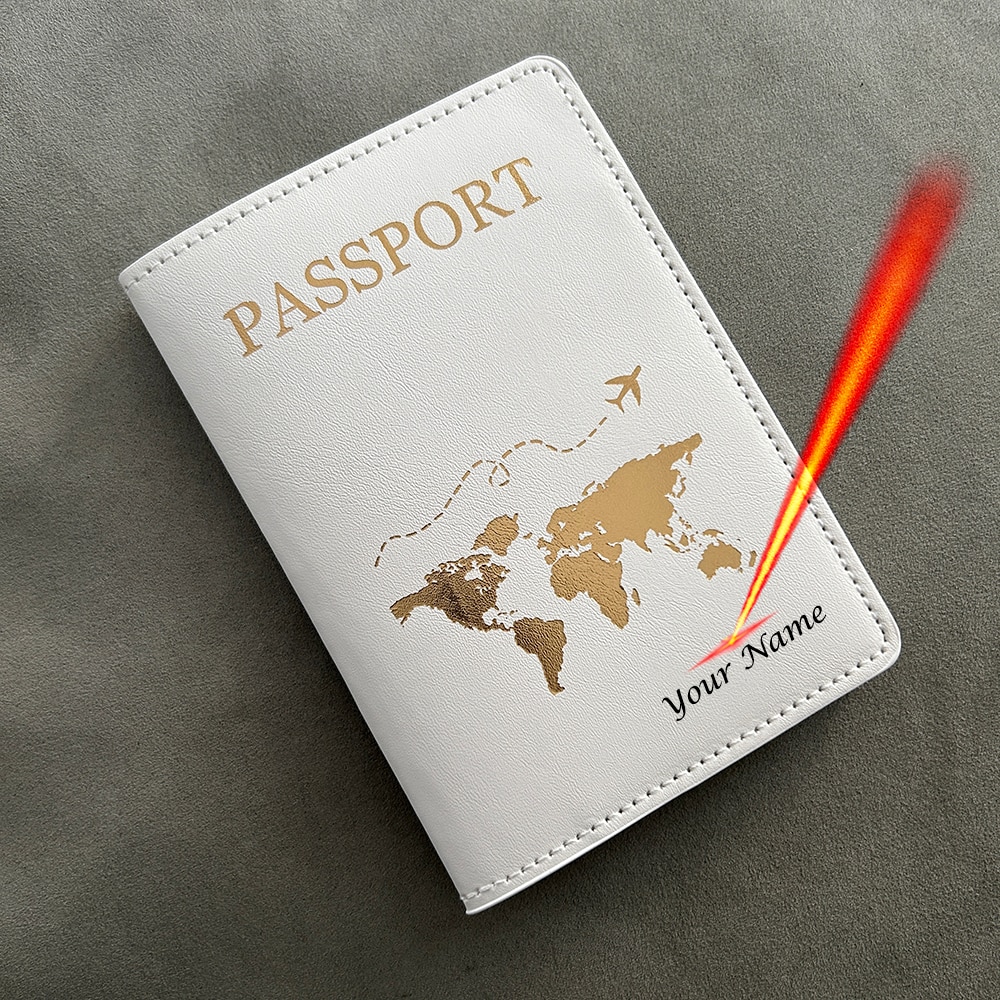 【Hot】 Cute Personalised Passport Covers With Names Couple Customized Name Passport Cover Name In Black Color. 