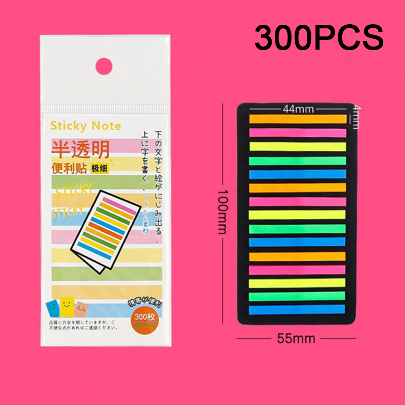 160/300pcs Color Transparent Fluorescent Index Tabs Flags Sticky Note ...