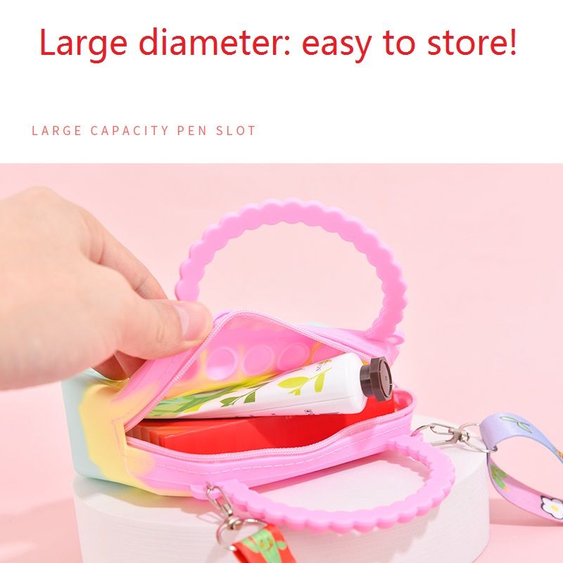 Kids Pop It Unicorn / DOLL Bag Purse Handbags Shoulder Strap Silicone Rainbow Kawaii Messenger Bag Girl Children Push Bubble Toy Gift. 