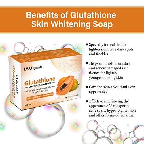 glutathione soap in sri lanka La Organo Glutathione Papaya Skin Whitening Soap; With Vitamin E And C;  Dark Spot And Dead Skin Cell Removal; 100 G FROM INDIA ABR