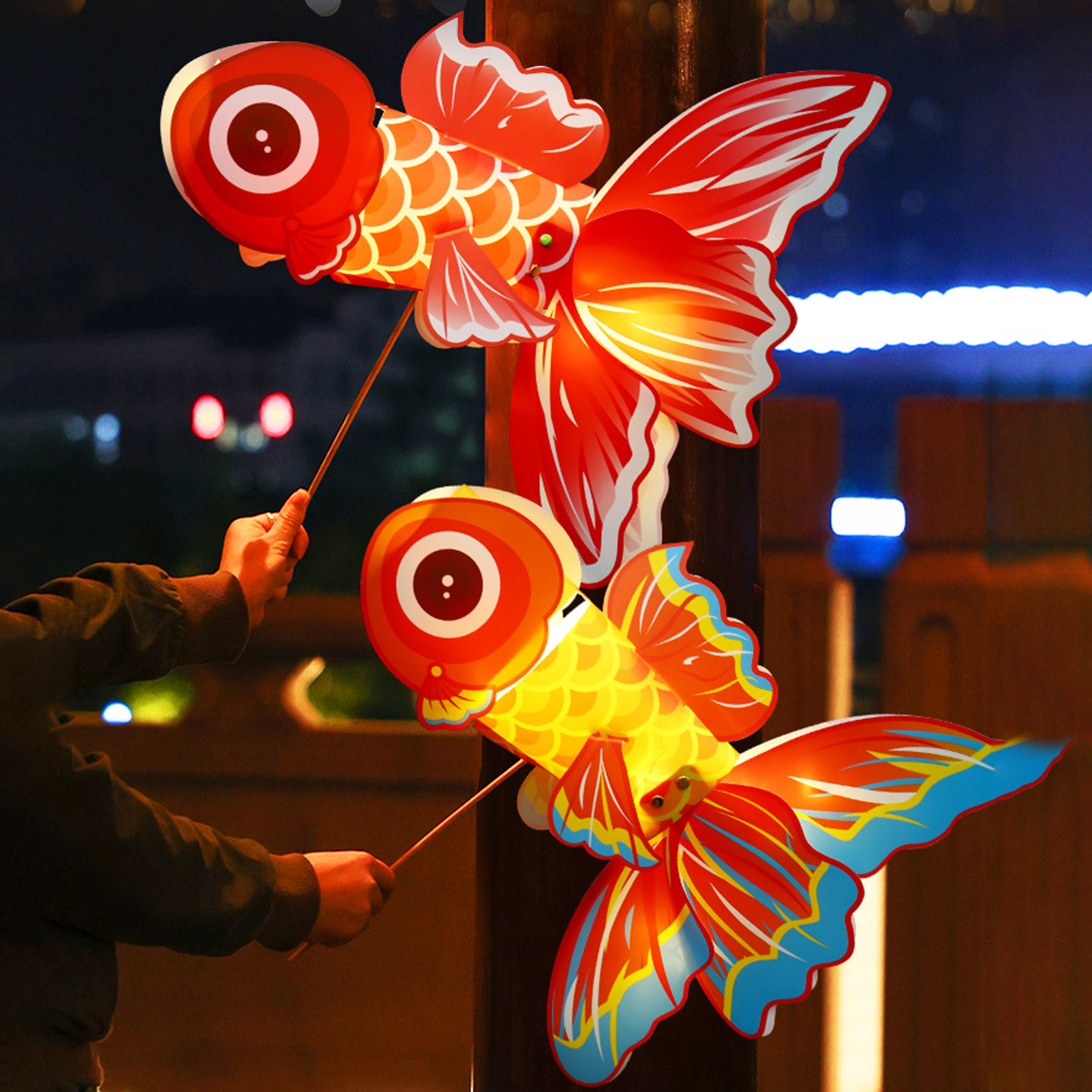 Birthday Lantern Fish Lantern Red Koi-fish Handmade Portable Chinese Style Glowing Pvc Children Diy Handcrafts Gift Mid-autumn Festival New Year Decoration