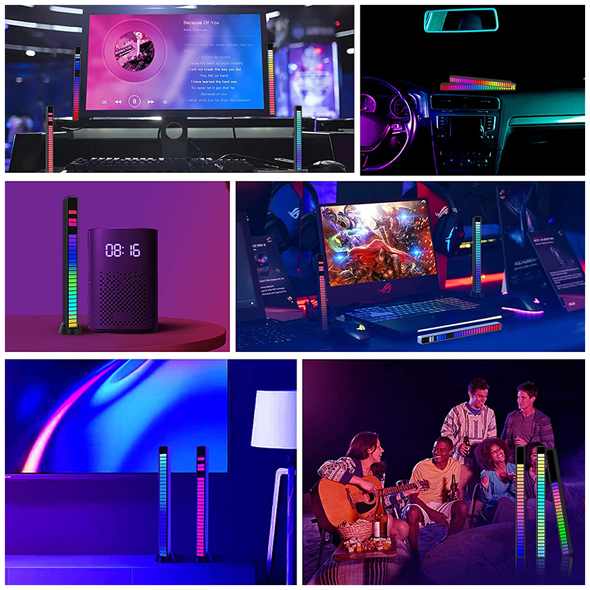 Auoyo RGB Pickup Light Car Mounted Music Spectrum Light Voice Control Rhythm Light Car Ambience Light Desktop Light Net Red Light Creative Music Spectrum Rhythm Lamp. 