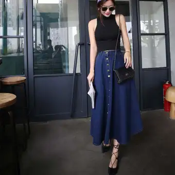 long denim skirts online