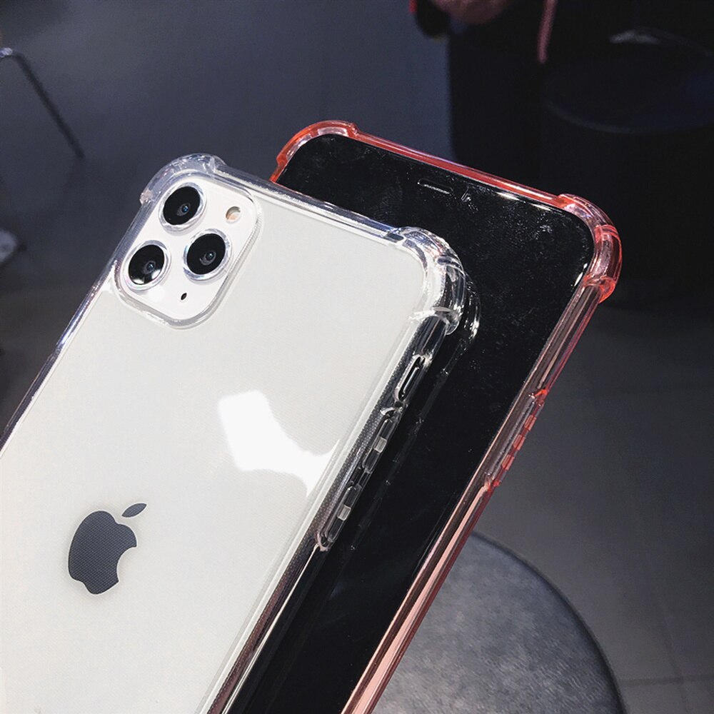 【ThinkWay】Transparent Shockproof Case for iPhone 13 12 Mini 11 Pro Max XS XR 6S 7 8 Plus Clear Anti-Knock Phone Shell Soft TPU Back Cover. 