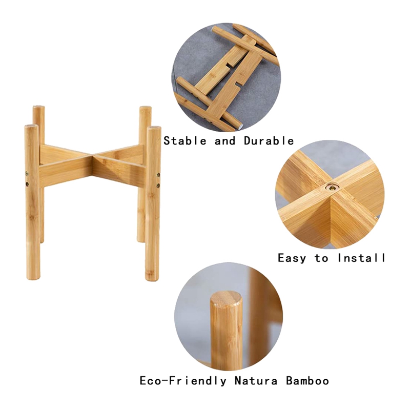 オンラインショップ 2 Pack Indoor Plant Stand Bamboo Flower Pot Holder,natural