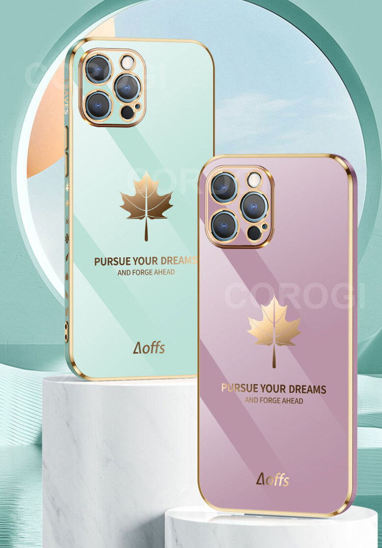 LECOMES for Huawei Y6 Prime 2019/Huawei Y6s Back Cover + Free Lanyard Luxury 6D Plating Shiny Maple Leaf Protective Case Square Bumper Soft Silicone Mobile Phone Cases. 