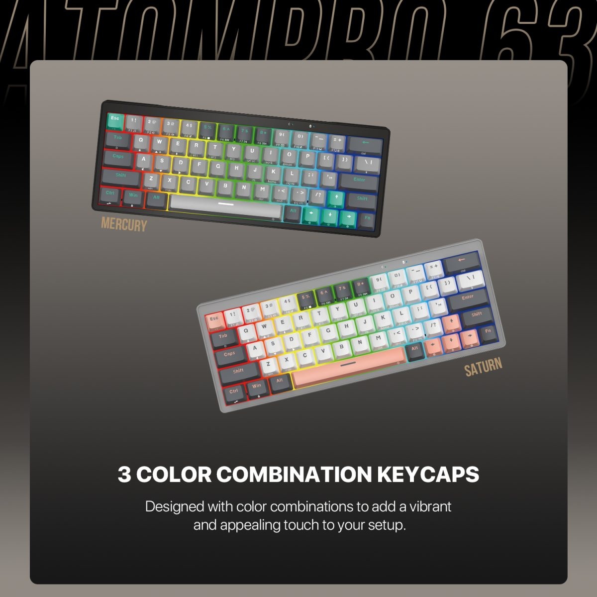 Fantech Mk912 Atom Pro63 Mechanical Keyboard. 