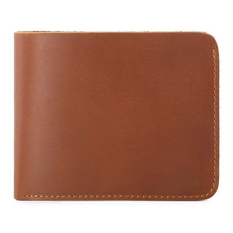 【ZIME】 Casual  Handmade Men Wallet Original  Cow Leather Purse Small Horizontal Bifold Wallet for Men. 
