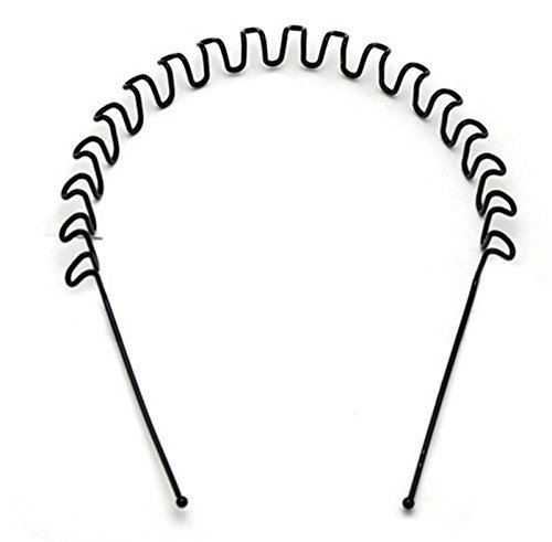 Metal Hair Band for Men Women Headband, Unisex Black Color Hair Band Wavy Spring Sports Headband Men Hair Band Hoop Clips Women Accessories Simple Elastic