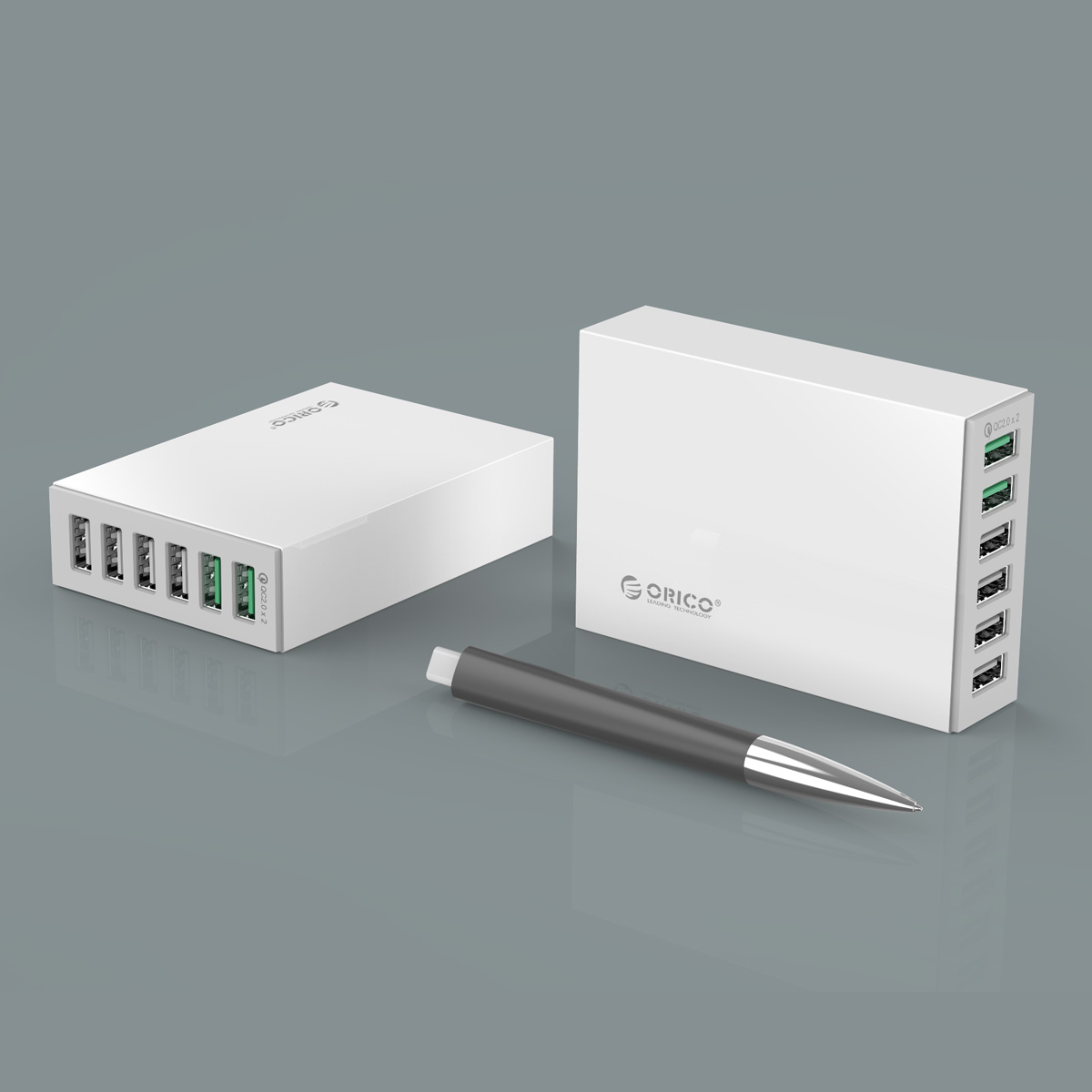 ORICO QC2.0 Fast Charger 6 Ports USB Desktop Charging Station for iPhone Samsung Xiaomi Huawei Smartphone Docking Charger. 