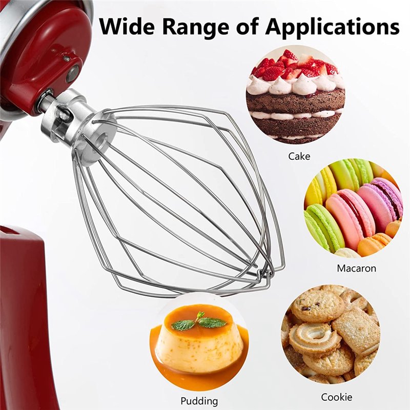 Wire Whip for Kitchenaid Stand Mixer 5QT Lift and 6QT, Whisk Attachment, Stainless Steel Egg Cream Stirrer Accessories. 