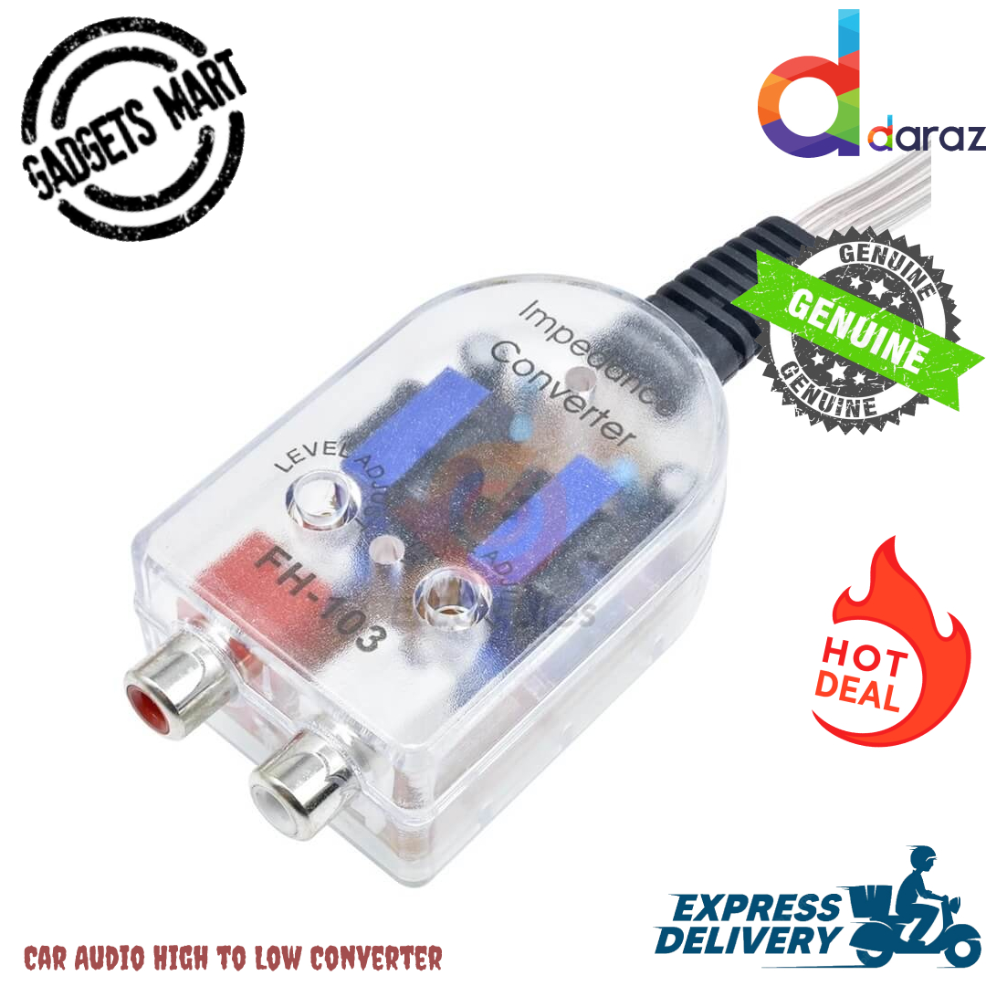 Car Audio High to Low Converter, Car Stereo Converter CD Amplifier Audio Subwoofer High Low Converter Line Output Impedance Converter