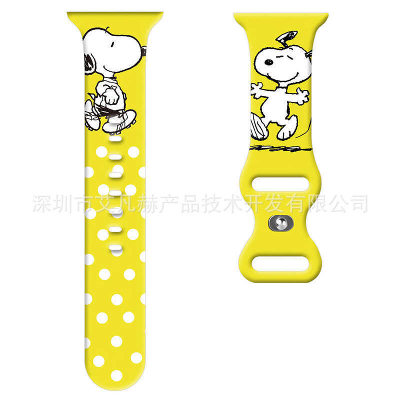 Cartoon animated Snoopy Garfield pattern silicone suitable for Watch strap Apple iWatch 7. 