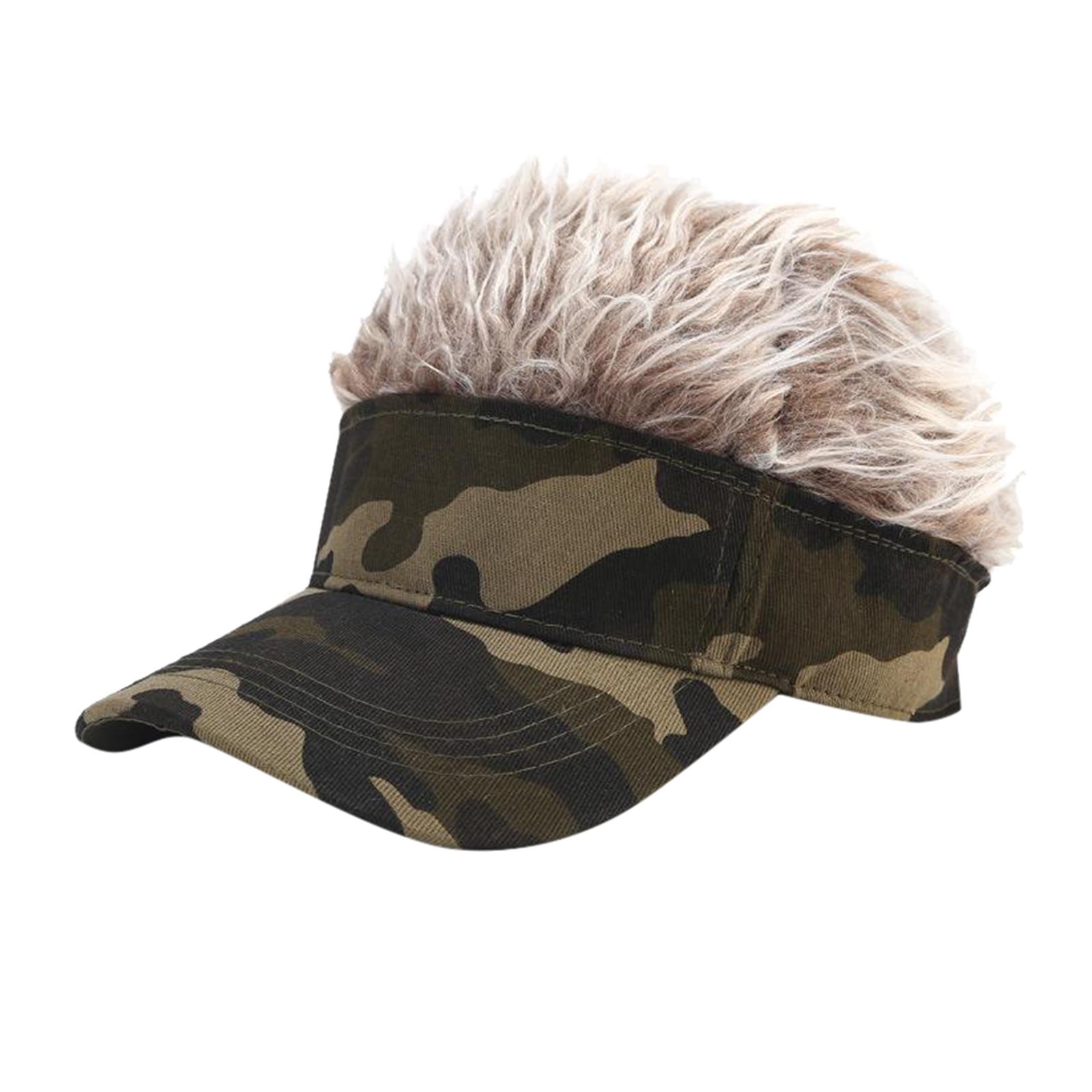 Men Baseball Fake Hair Golf Hat Visor 