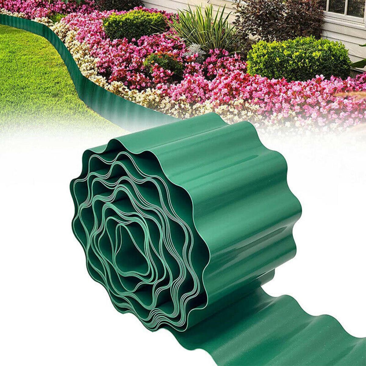 （New）9m Garden Platic Green Lawn Edge Edging Border Fence Gra PP Wall Roll Path. 