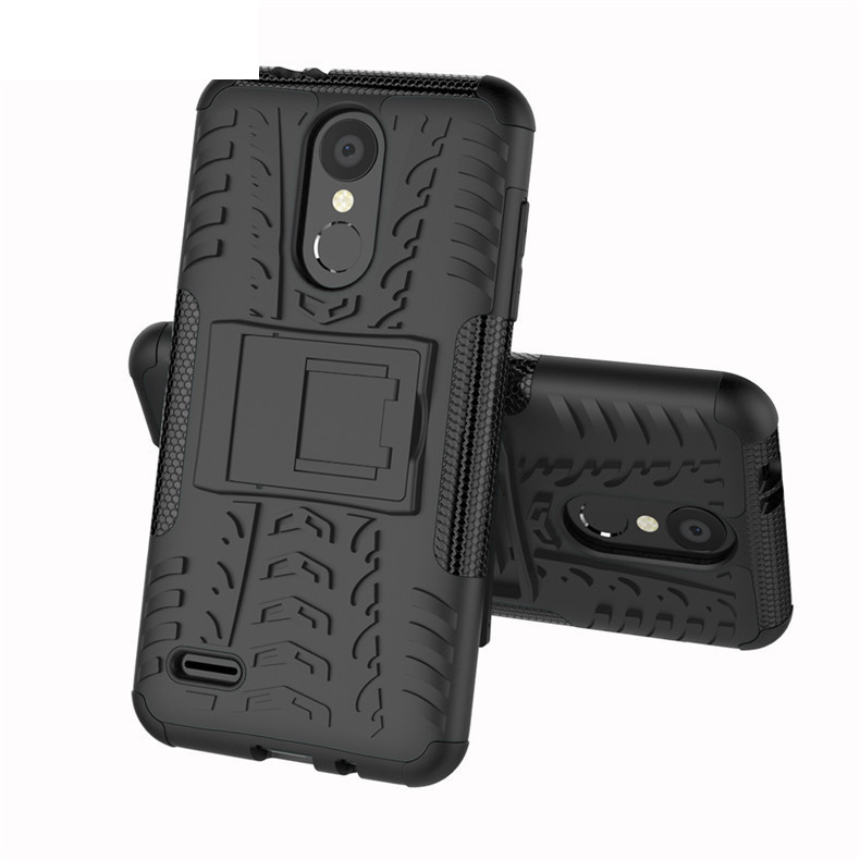 【ThinkWay】Silicone Durable Hard Plastic Case Stand For LG K10 (2017)/LV5 & LG K8 (2017)/LV3. 