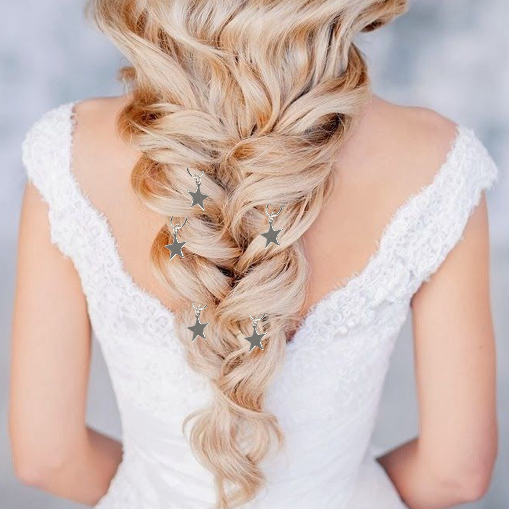 10pcs Lady Girls Silver & Gold Star Hair Rings Braids Hair Clips. 