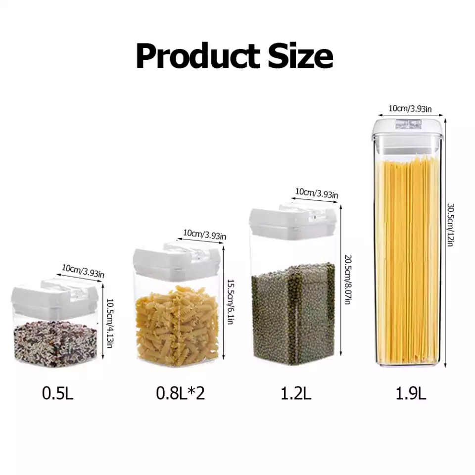 Airtight Food Storage Container Set 5-Piece Set Durable Seal Pot Cereal Storage Containers Kitchen Cabinet Organization. 