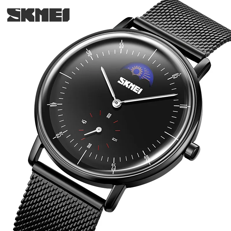 SKMEI Creative Moon Phase Quartz Watch Fashion Waterproof Watch For Men 9245. 