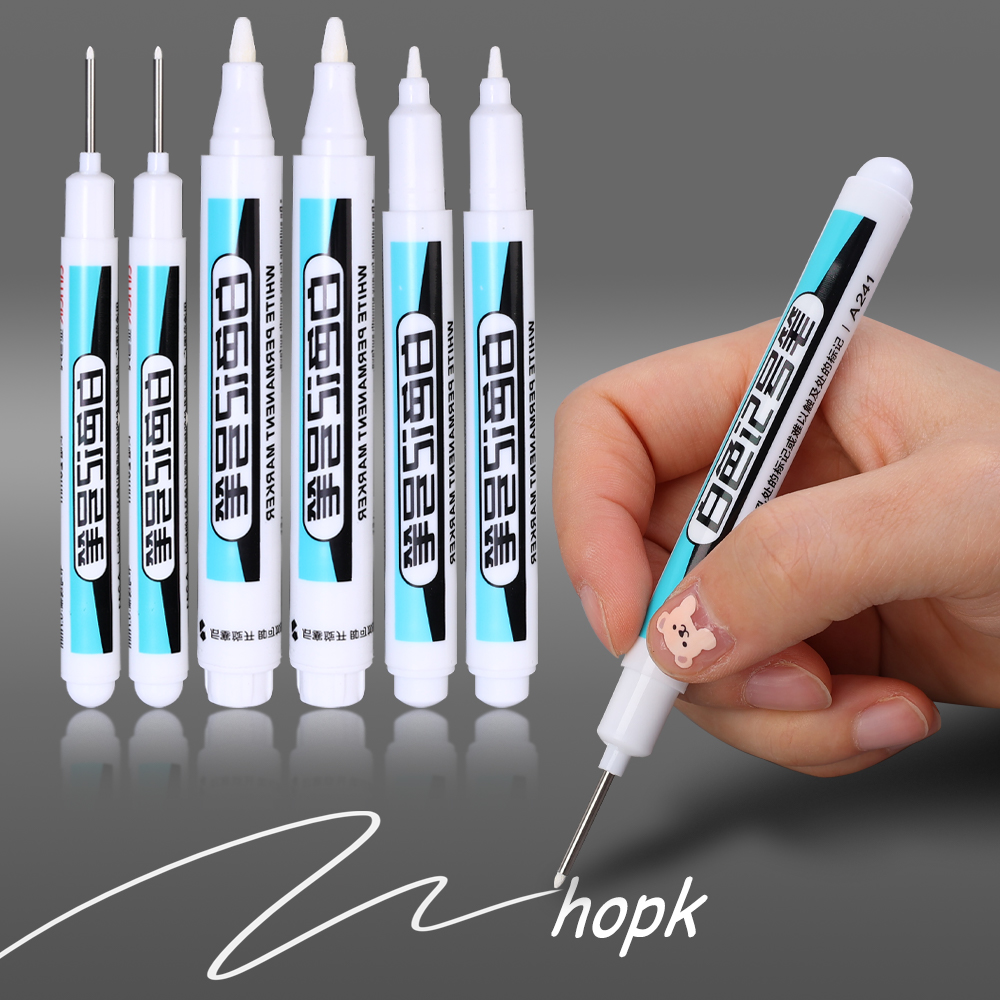 0.7/1.0/2.5MM 1/5pcs White Marker Pens Oily Waterproof Permanent Paint Markers Wood Plastic Leather Glass Stone Metal Supplies