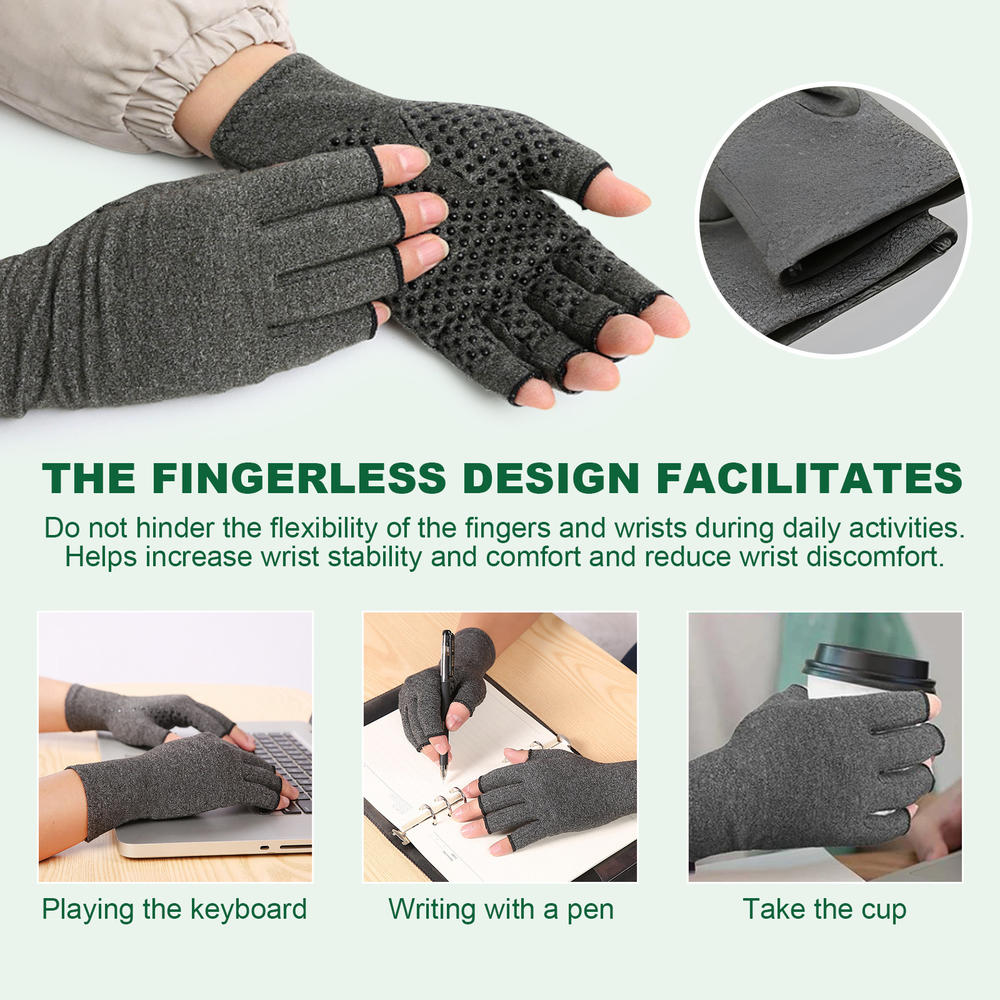 Adjustable straps Joint care gloves Ergonomic fit Lightweight design Elastic fabric Thumb support gloves Breathable material. 