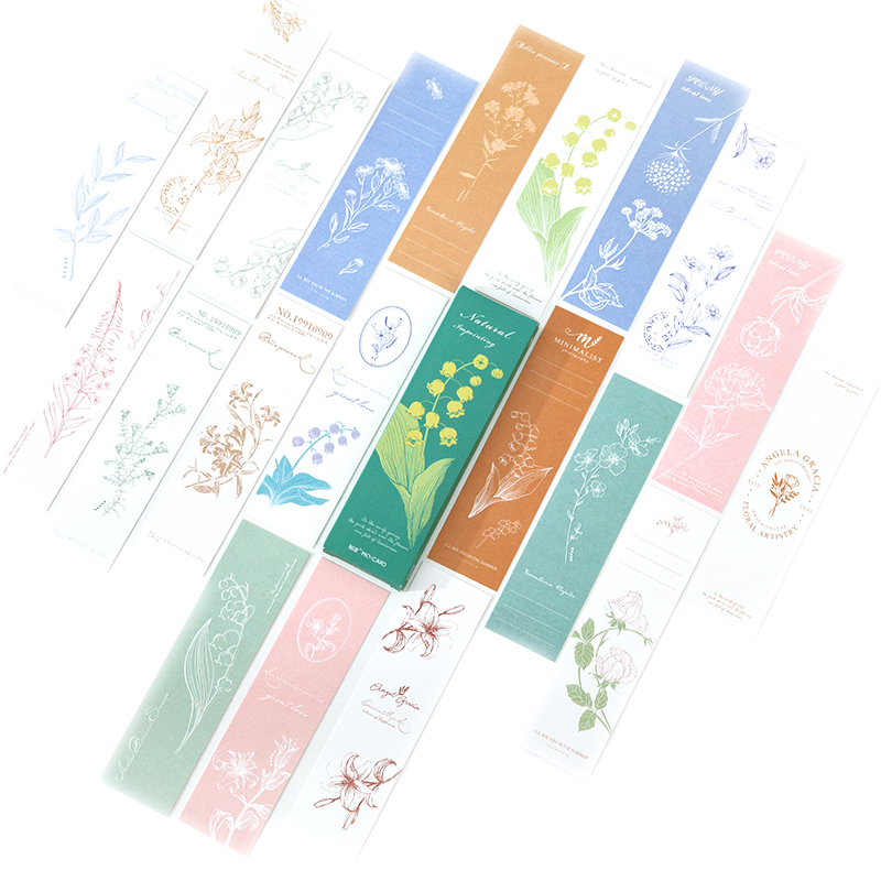 Special Paper Letterpress Box Bookmark Natural Imprinting Series Fresh Literary Gift Message Card 20 Pieces. 