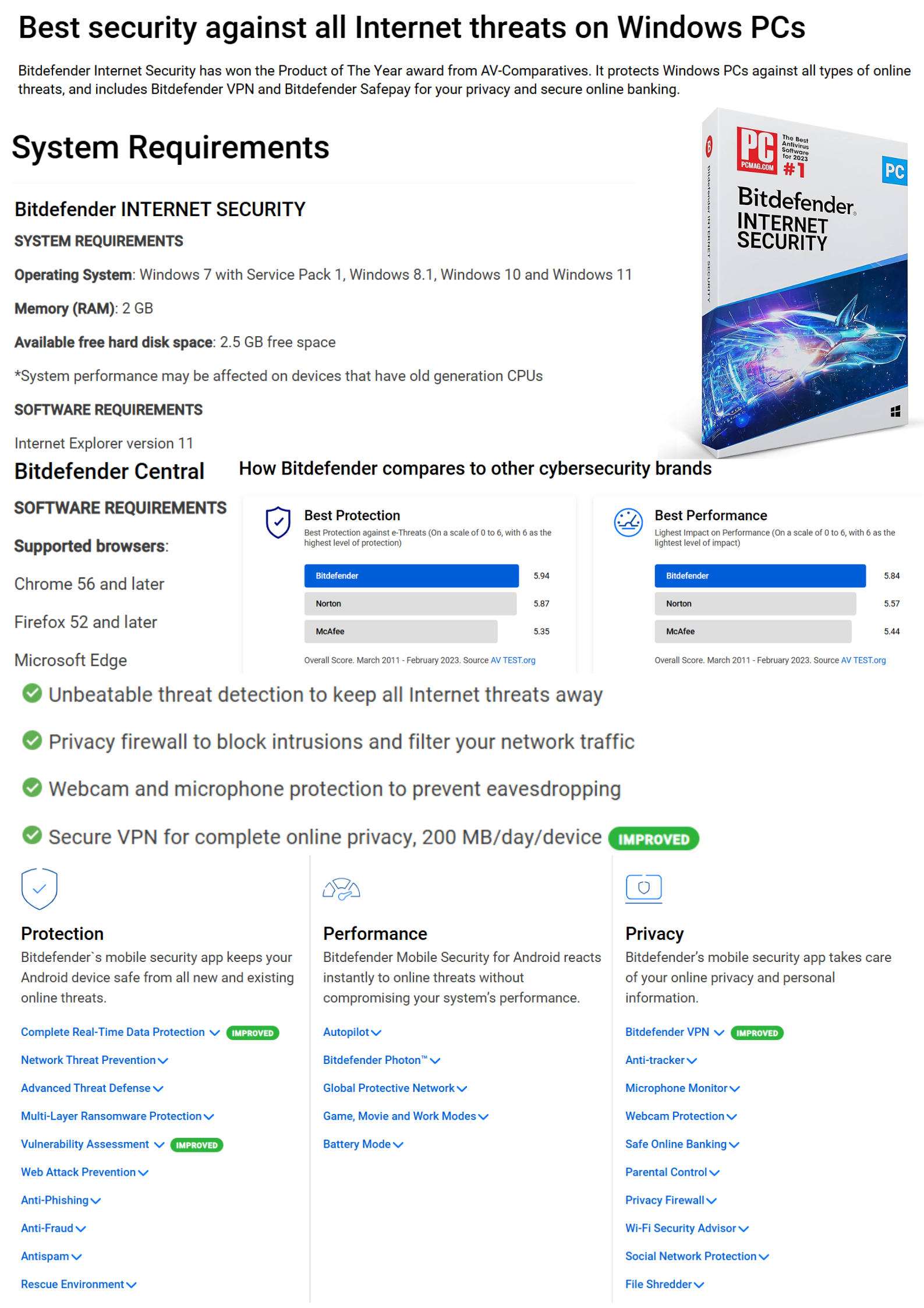 Original BitDefender Internet Security 2025 Antivirus Software for Windows 7 with Service Pack 1, Windows 8.1, Windows 10 and Windows 11 (1 Year,  1 Device, Email Delivery). 