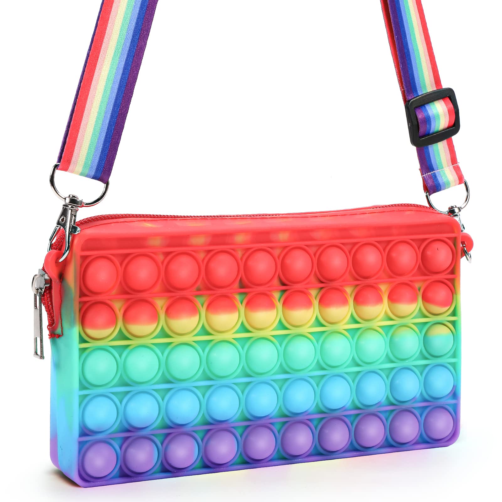 Pop it Rainbow Bags for Girls Fidget Toys Purse Women Pop It Bag for Girls Sling Bags for Girls Or Popit Bag Pop It Purse for Girls Or Kids Sling