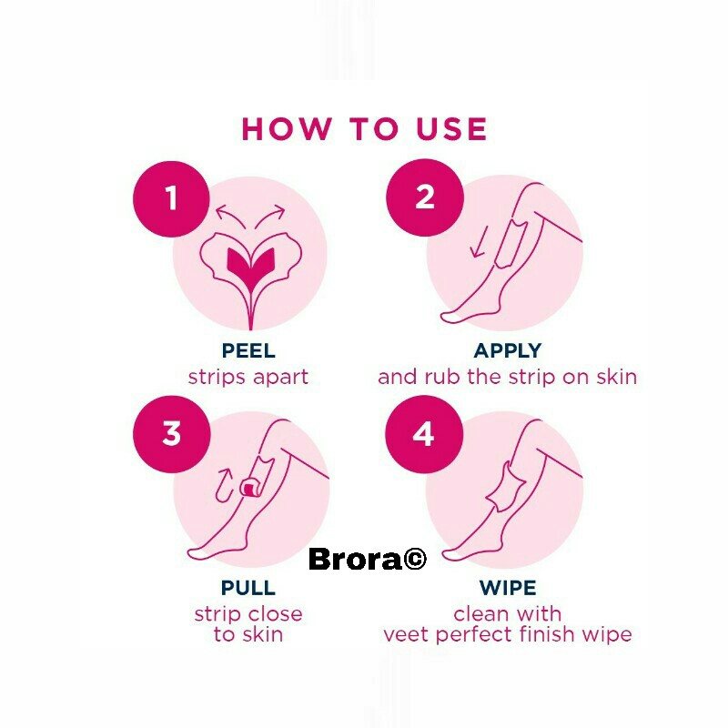 Veet Professional Easy Gel Wax Strips Legs & Body Dry Skin - 8 Strips (4 Double Sided). 