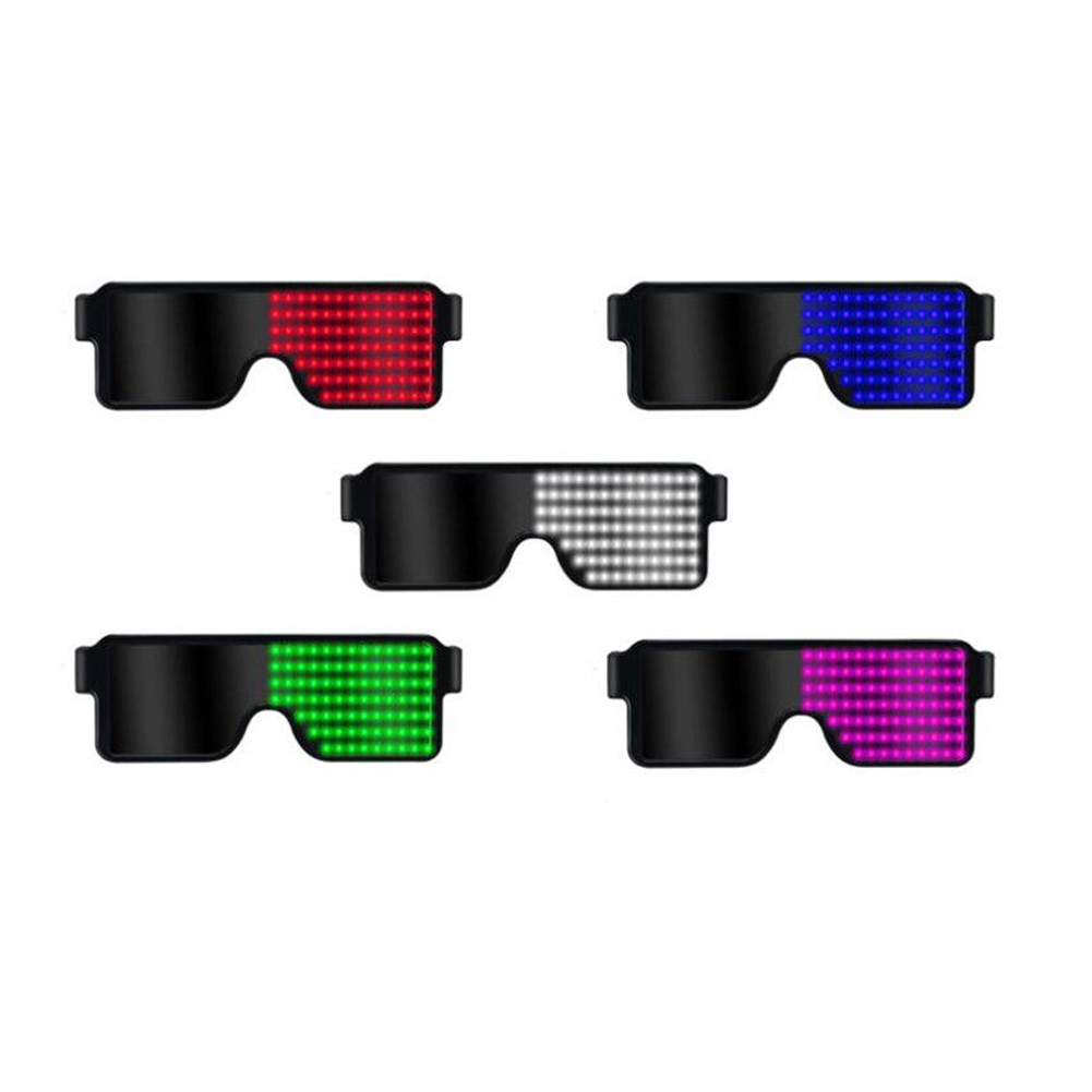 EB LED Glasses USB Rechargeable Light Up Glow Sunglasses With 8 Animation Modes For Halloween Christmas and Various Festival Parties. 