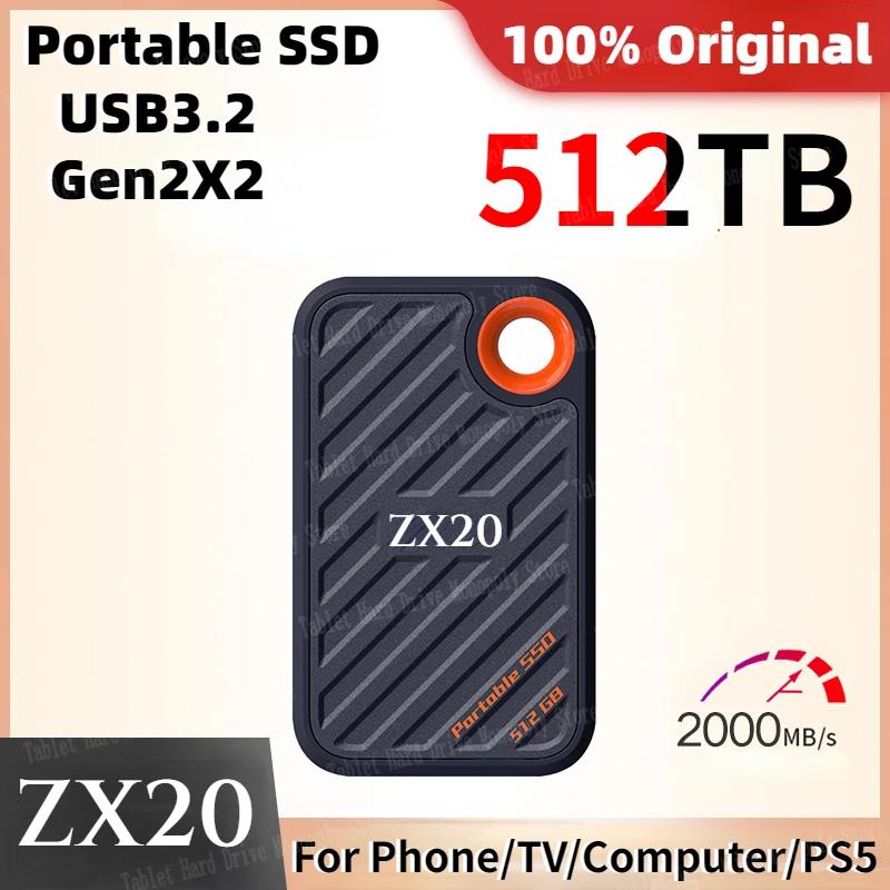 Portable SSD 64TB 128TB ZX20 External Hard Drive SSD 1tb 2tb 512GB USB 3.2 Hard Disk Solid State Drive for laptop PC Phone PS5
