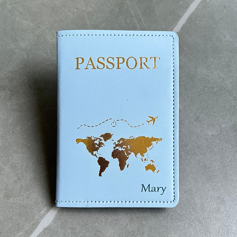 【Hot】 Cute Personalised Passport Covers With Names Couple Customized Name Passport Cover Name In Black Color. 