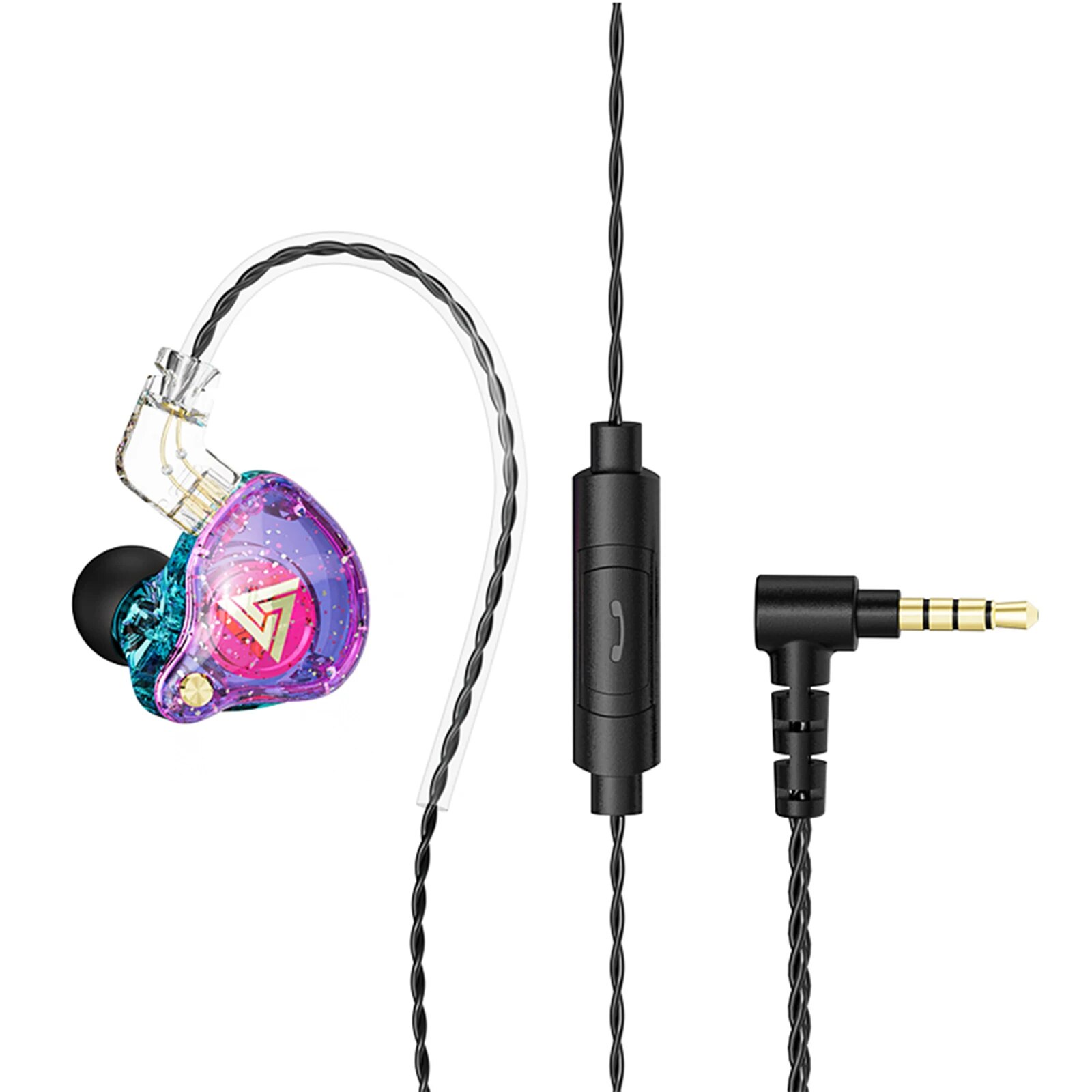 QKZ AK6 Pro 3.5mm Wired Headphones Dynamic Music Earphone Detachable Headphone Cable Ear Hook Sports Headset In-ear Earbuds. 