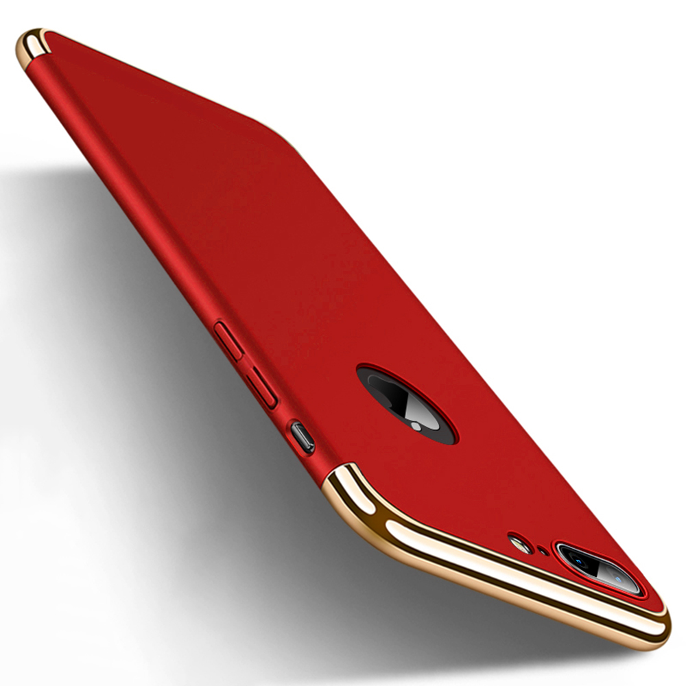 For Apple iPhone 7 Plus 3 in 1 Combination Hard Case Coated Anti-Fingerprint Non Slip Matte Surface Electroplate Frame Cover. 