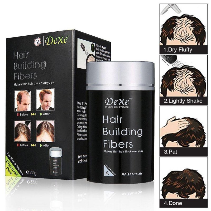 Dexe Hair Building Thickening Fibers For Man & Women, Black, 22 g