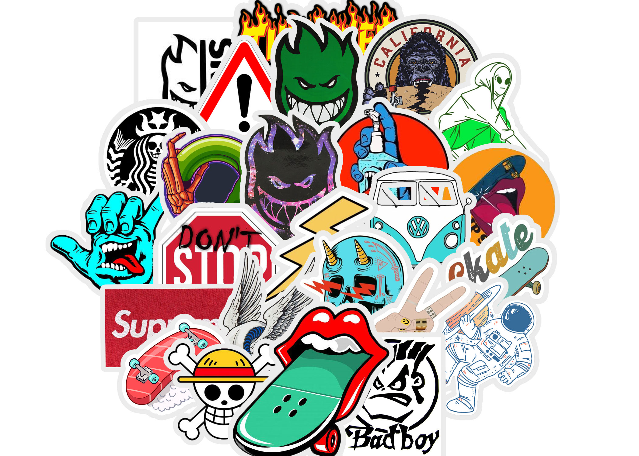 20/40pcs Fashion Brand Stickers Logo Signs Symbols Stickers for Laptop Scrapbook Journal Kids Girls Boys Stickers. 