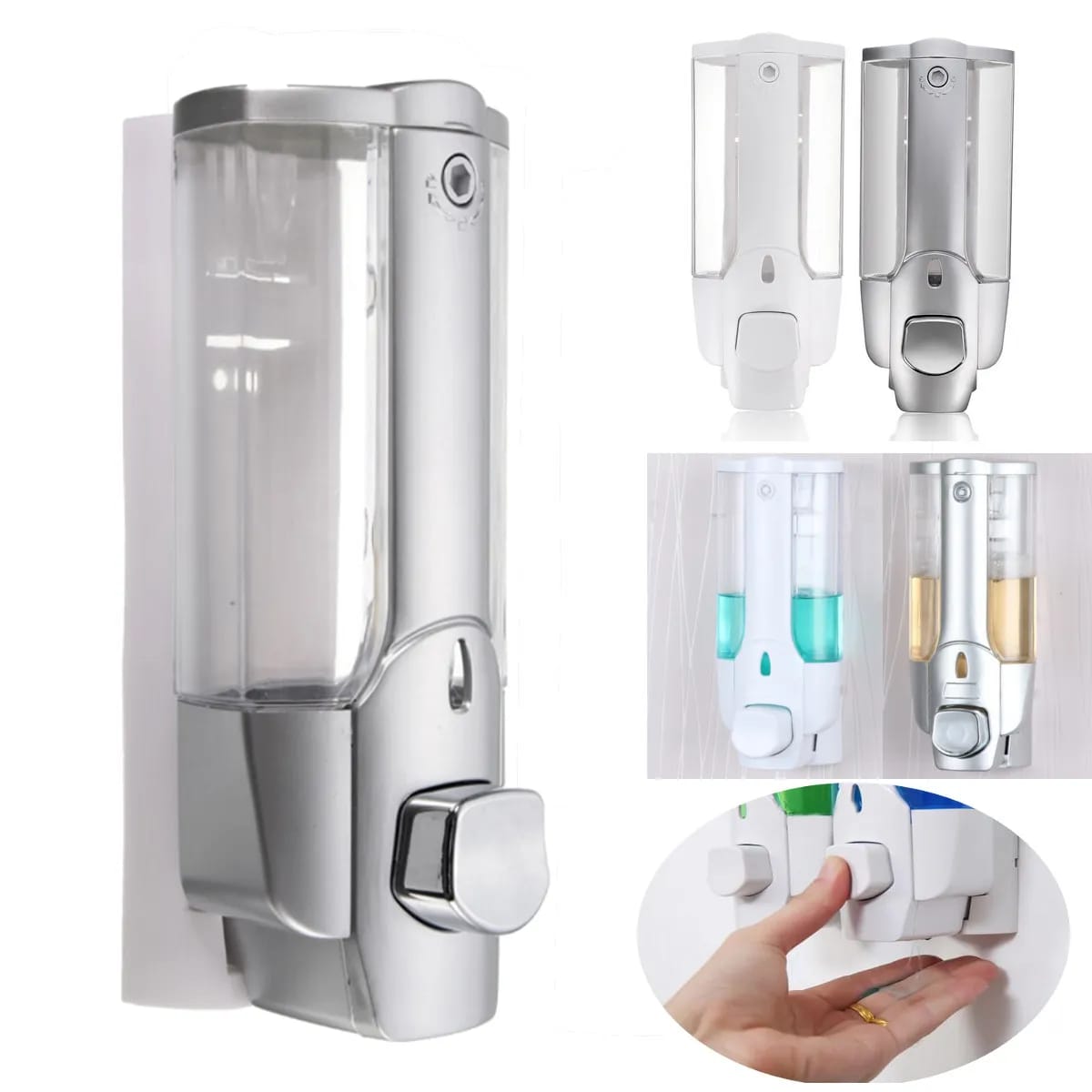 350ml Manual Wall-mounted Plastic Soap Hand wash Dispenser| Kitchen Bathroom Touch Hand Wash Pump| Plastic Liquid Hand Wash Shower Gel Holder- 1 Pcs. 