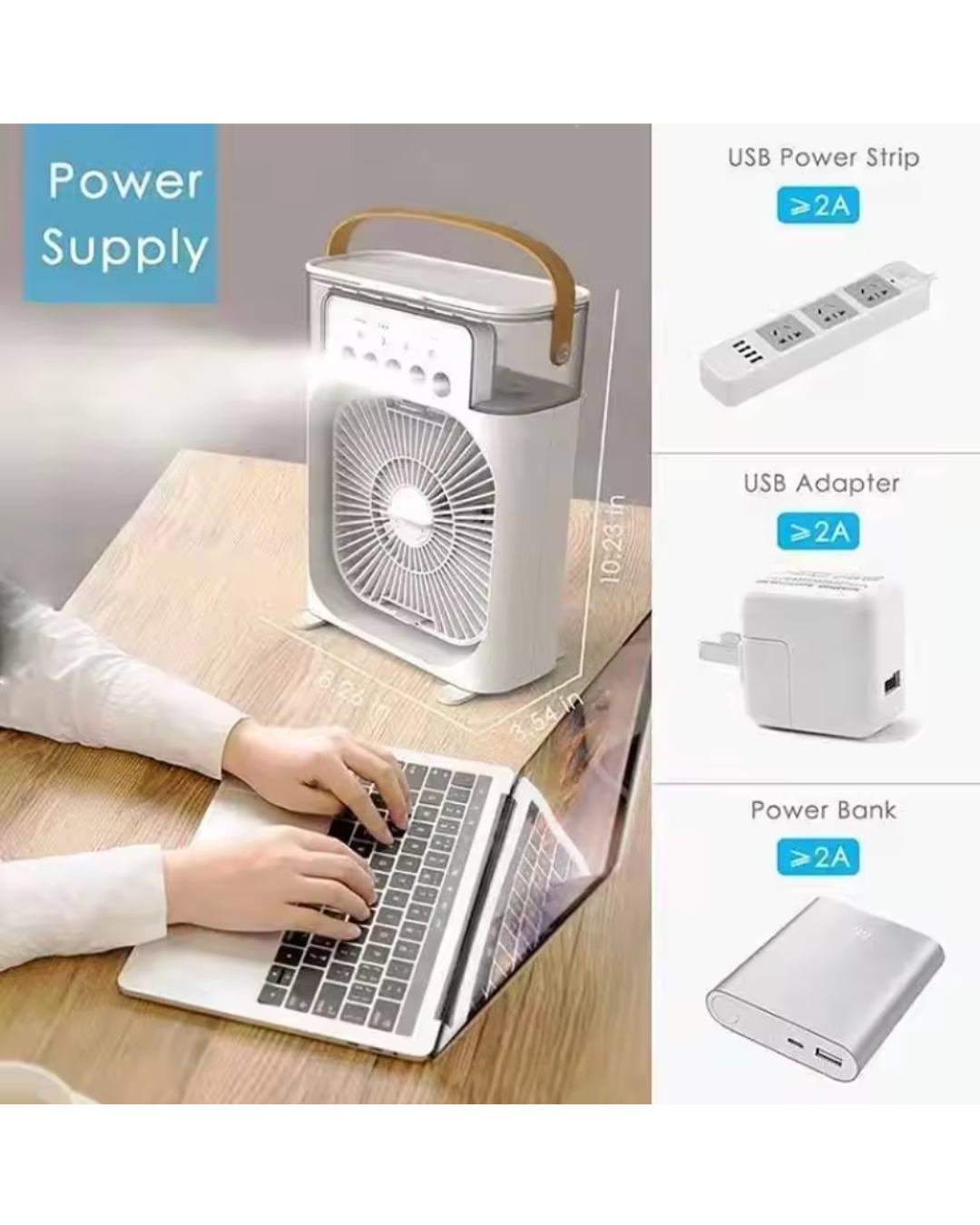 Mini Air Cooler LED Night Light Water Mist Fun 3 In 1 Air Humidifier. 