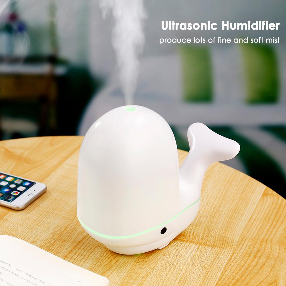 200ML Ultrasonic Aroma Diffuser Cute Whale Humidifier Tap Light Essential Oil Diffuser Humidifier Air Purifier Tapping Light Desk Light Bedside Lamp