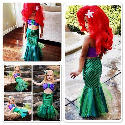 ITFABS Cosplay Grils Costume Dresses Mermaid Tail Ariel Dress Cosplay Costume Kids Girl Dress. 