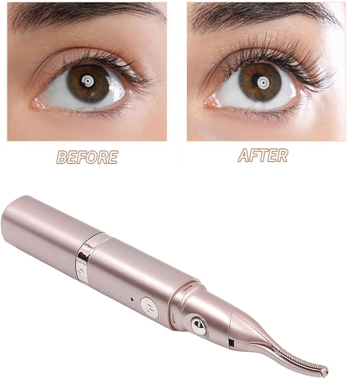 Safe to Use Eyelash Curler Usb Rechargeable Electric Eyelash Curler Trimmer Quick Heating 2-in-1 Multifunctional Tool for Perfectly Curled Lashes Groomed Brows Portable Easy to Use. 