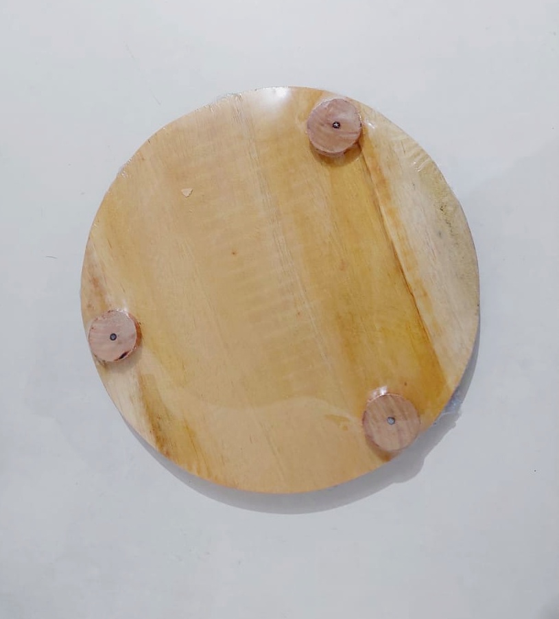 Natural Eco Friendly Round Wood Cutting Board 25.5cm Chopping Board With Legs. 