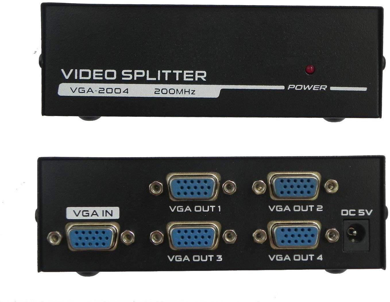 Tobo 4-Port VGA Splitter 1x4 with HD Signal Amplifier