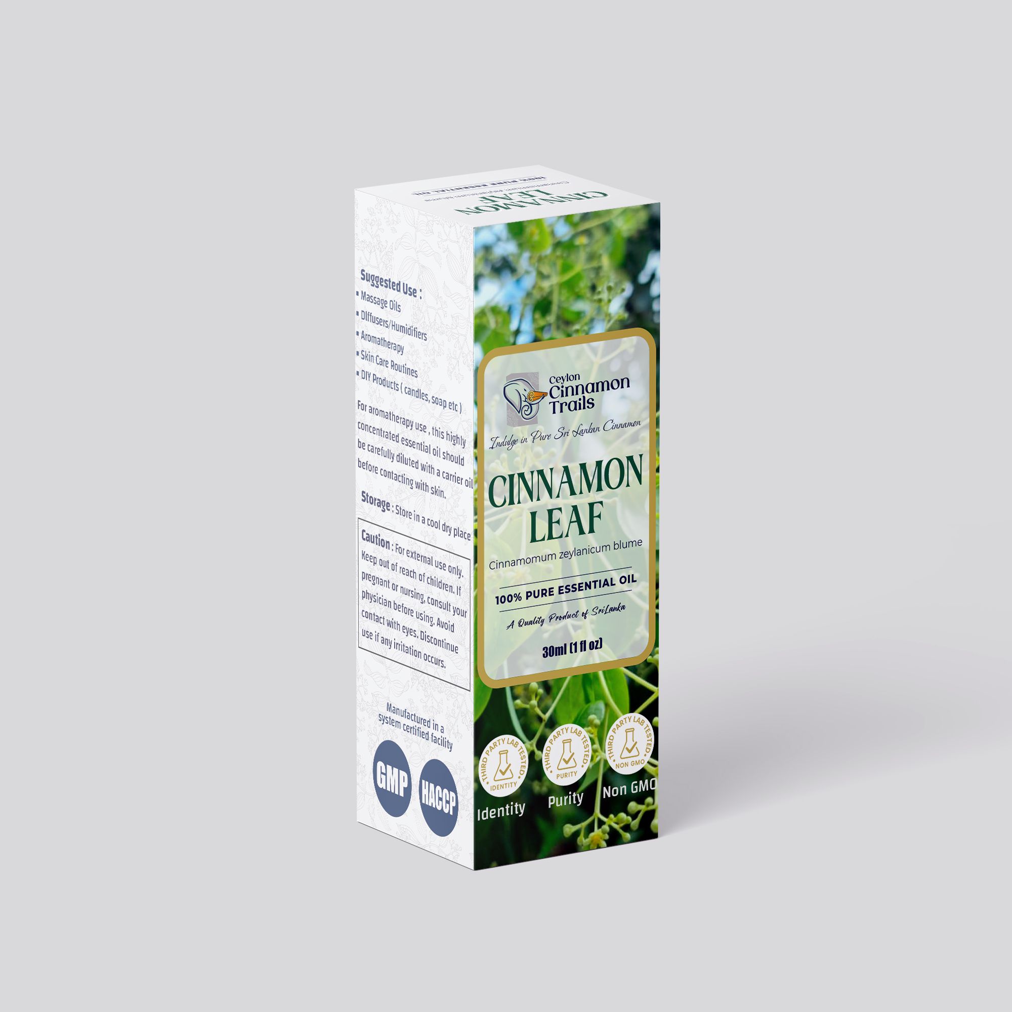 100% Pure Ceylon Cinnamon Leaf Essential Oil for Aromatherapy and Home Fragrance - 10ml / 30ml Euro dropper. 